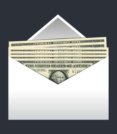Close up of envelope with us dollars, vector illustrationのイラスト素材
