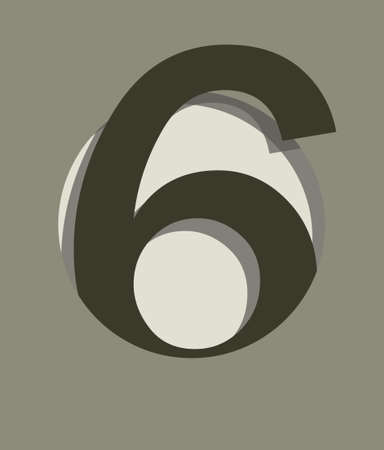Card with number six in circle with depthのイラスト素材