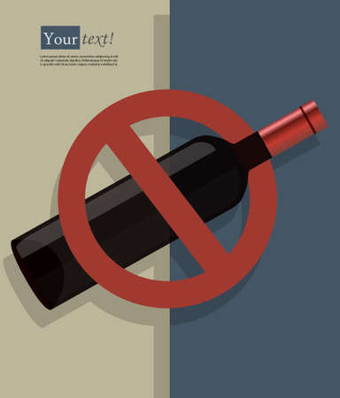 Wine bottle and no sign with depthのイラスト素材