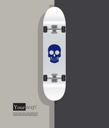 White skateboard and blue skull with depthのイラスト素材