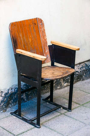 Old worn chair in vintage designの写真素材