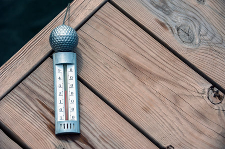Bath thermometer on the bridge shows 26 degrees Celsius