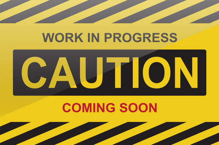 Caution, work in progress sign, with text coming soonのイラスト素材