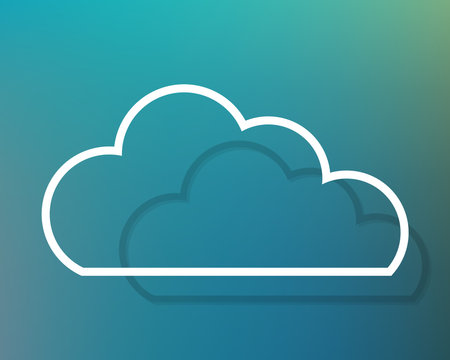 Cloud silhouette symbol, vector with depth