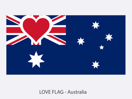 I love Australia, vector flag with heart sign symbolizing love for that countryのイラスト素材