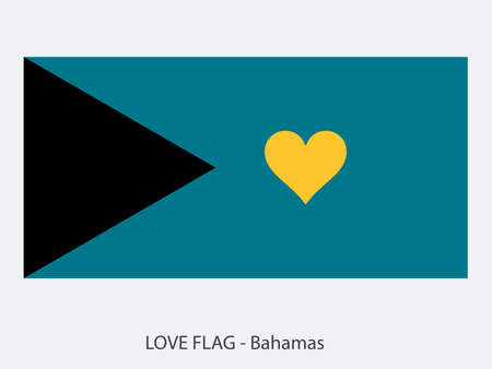 I love The Bahamas vector flag with heart sign symbolizing love for that countryのイラスト素材
