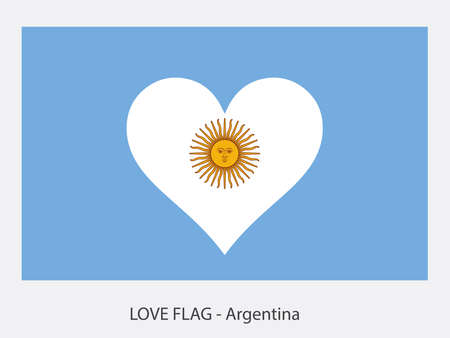 I love Argentina, vector flag with heart sign symbolizing love for that countryのイラスト素材