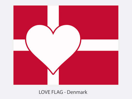 I love Denmark, vector flag with heart sign symbolizing love for that countryのイラスト素材