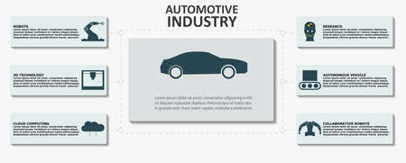 Car manufacturing infographic, vector illustration with car manufacturing symbolsのイラスト素材