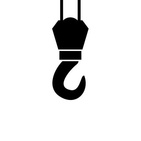 Crane hook silhouette, black minimalist flat vector illustration icon, symbol for construction, repair and engineeringのイラスト素材