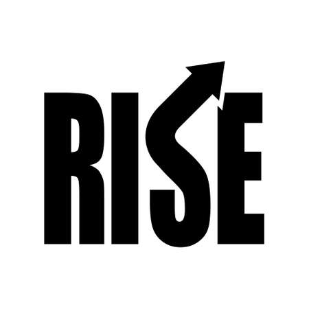 Rise text logotype vector template, black vector illustration, symbol for increase, flow, advance and move upのイラスト素材