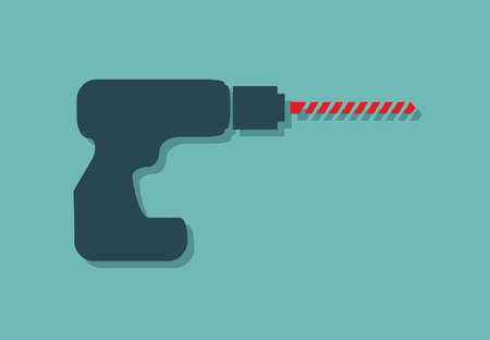 Drilling machine with red drill, minimalistic vector illustration symbolのイラスト素材