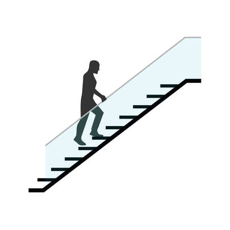 Man climbing modern stairs, symbol for development and success, vector illustration designのイラスト素材