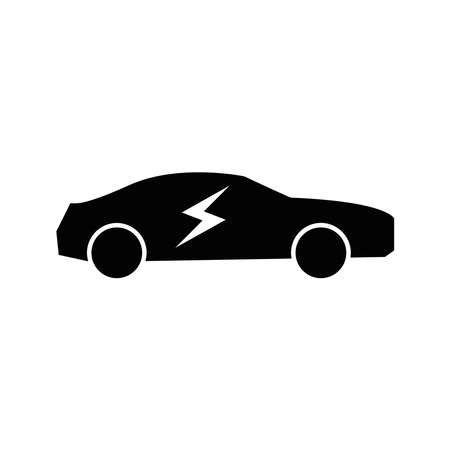 Electric eco-friendly car, minimalist vector illustration icon, symbol for economy, environment and sustainabilityのイラスト素材