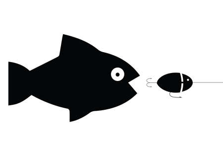 Fishing big fish catching wobblers, simple flat vector illustration designのイラスト素材