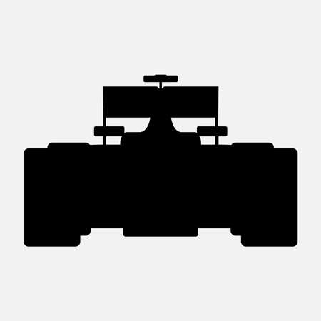 Race car logo, black vector silhouette racing car symbol, front viewのイラスト素材
