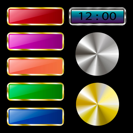 Colorful set of web buttons on a black backgroundのイラスト素材