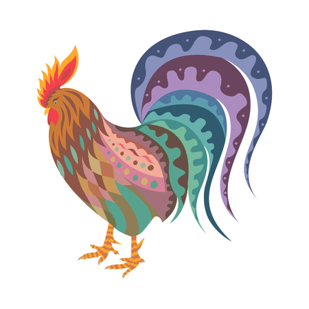 abstract colored cock on a white background, illustrationのイラスト素材