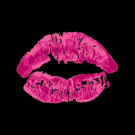 pink lips on a black backgroundのイラスト素材