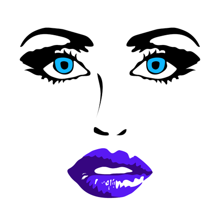 Female face on white background vector illustrationの写真素材