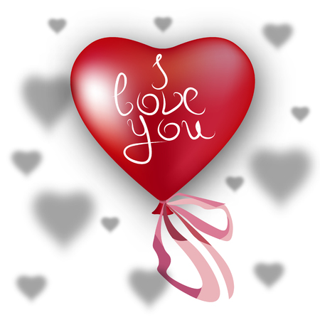 Air red ball in the form of a heartの写真素材