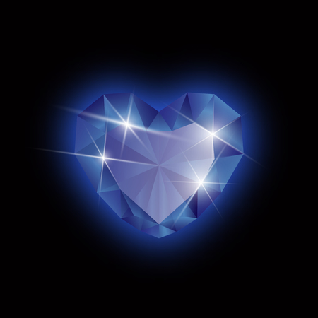 A diamond heart shape on a black background, vector formatのイラスト素材