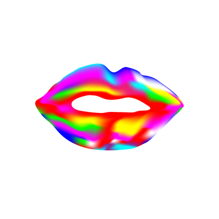 Colored neon lips vector illustrationのイラスト素材