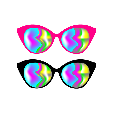 Pink sunglasses vector illustration setのイラスト素材