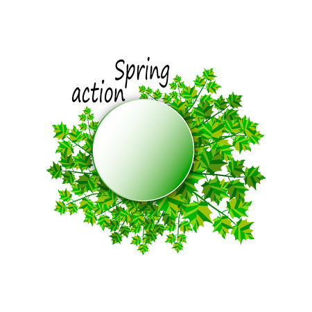 wreath of green spring leaves vector illustrationの写真素材