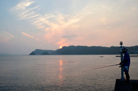 Fisherman and the south sea of Japanの写真素材