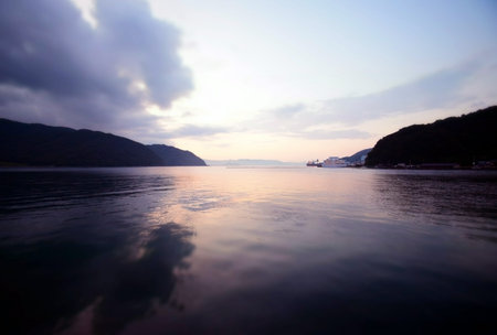 Dusk of the Japan Sea in summerの写真素材