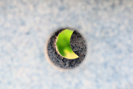 The world to look in from a stone lanternの写真素材