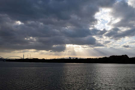 angel's ladder in Osaka river.の写真素材