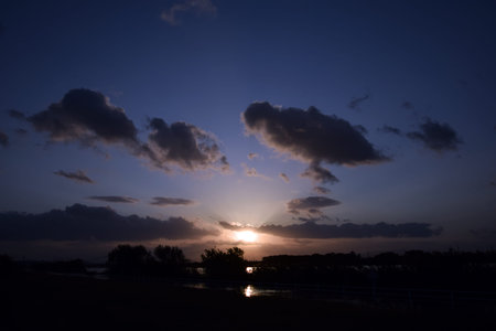 River and the sunset after the typhoon.