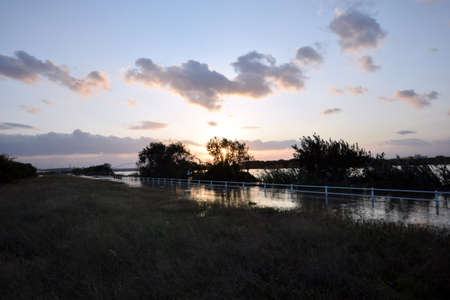 River and the sunset after the typhoon.の写真素材