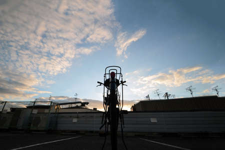 Bicycle and evening in Osakaの写真素材