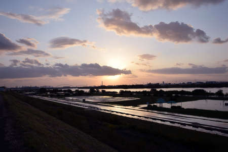 Japanese river after typhoonの写真素材