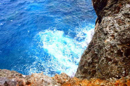 Dangerous cliffs and beautiful sea of Okinawa Japan.の写真素材