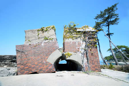 Collapsed old observatory in wakayama japan.の写真素材