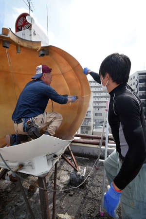 Dismantle the water storage tank in Osaka.の写真素材