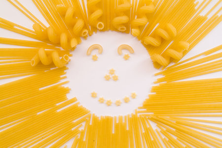 The sun from various grades of macaroniの写真素材