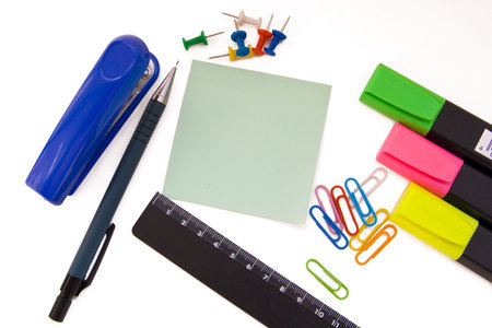 Office accessories isolated on white