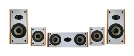 wooden audio speakersの写真素材