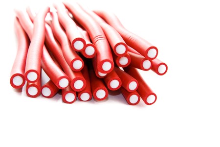 hair curlers isolated on the whiteの写真素材