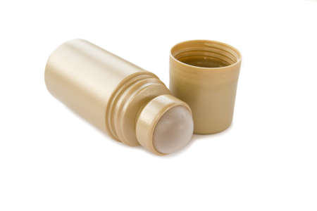 Beige  Deodorant isolated on whiteの写真素材