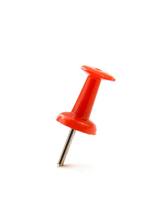 Red Push Pin isolated on white backgroundの写真素材