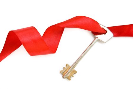 House keys with red ribbonの写真素材