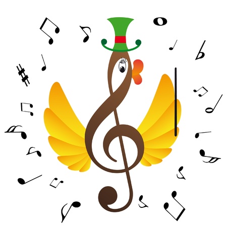Treble clef  is birdのイラスト素材