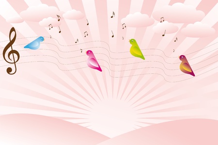 Singing birds on sunriseのイラスト素材