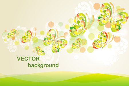 Summer background with butterflのイラスト素材